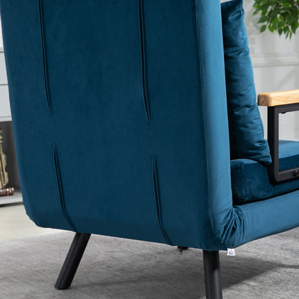 Blaues Samt Schlafsofa – Verstellbare Rückenlehne, 63x73x81cm