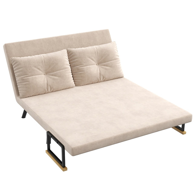 Klappbares Schlafsofa in Samtoptik, verstellbar, beige, 102x73x81 cm