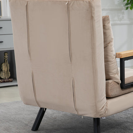Schlafsofa mit verstellbarer Rückenlehne, Samtoptik, Beige