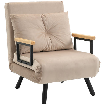 Schlafsofa mit verstellbarer Rückenlehne, Samtoptik, Beige