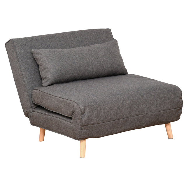 Graues Schlafsofa zum Ausklappen, Einzelgröße, verstellbare Rückenlehne