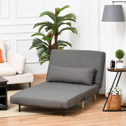 Graues Schlafsofa zum Ausklappen, Einzelgröße, verstellbare Rückenlehne