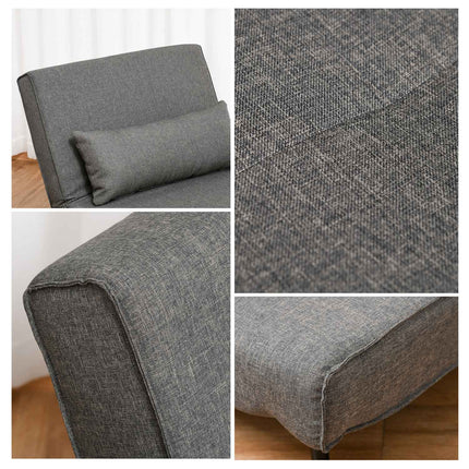 Graues Schlafsofa zum Ausklappen, Einzelgröße, verstellbare Rückenlehne