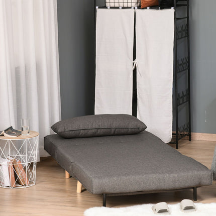 Graues Schlafsofa zum Ausklappen, Einzelgröße, verstellbare Rückenlehne