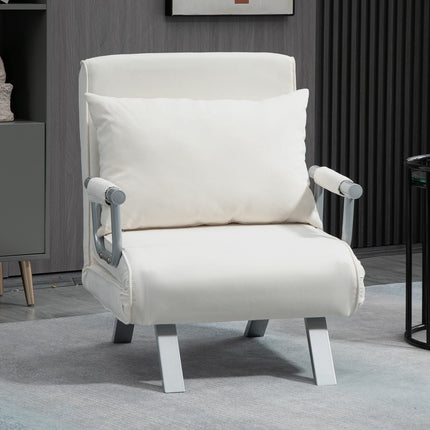 3-in-1 Schlafsofa in Creme mit Armlehnen, klappbare Matratze