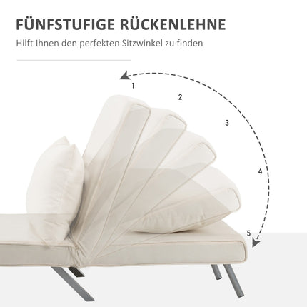 3-in-1 Schlafsofa in Creme mit Armlehnen, klappbare Matratze