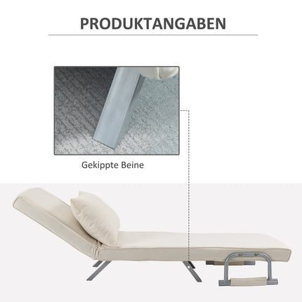 3-in-1 Schlafsofa in Creme mit Armlehnen, klappbare Matratze