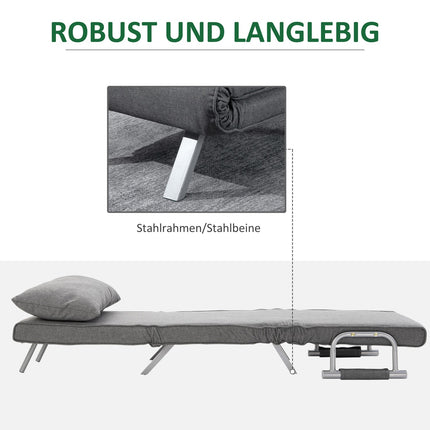 Graues 3-in-1 Schlafsofa, Gästebett & Récamiere 65x69x80 cm