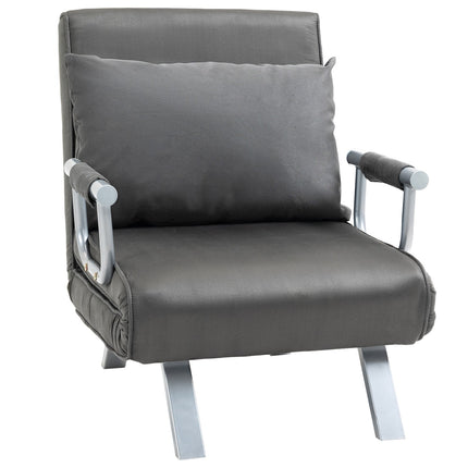 Graues Schlafsofa aus Kunstleder - 3-in-1 Gästebett, Récamiere