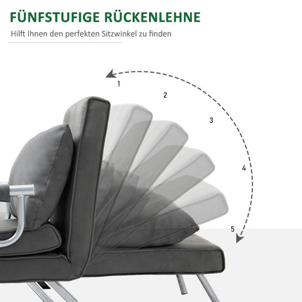 Graues Schlafsofa aus Kunstleder - 3-in-1 Gästebett, Récamiere