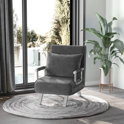 Graues Schlafsofa aus Kunstleder - 3-in-1 Gästebett, Récamiere