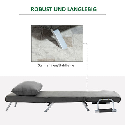 Graues Schlafsofa aus Kunstleder - 3-in-1 Gästebett, Récamiere