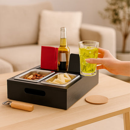 Snack-Ablage für Sofa mit Untersetzern und Getränkehaltern
