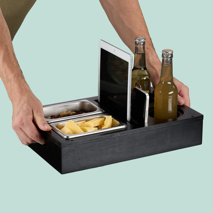 Snack-Ablage für Sofa mit Untersetzern und Getränkehaltern
