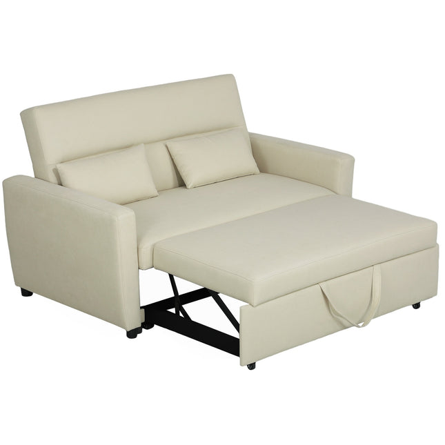 Schlafsofa in Samtoptik, 2-Sitzer, verstellbar, beige
