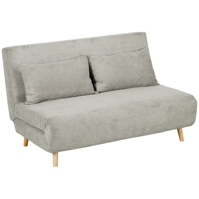 Graues Samt-Schlafsofa mit verstellbarer Rückenlehne, 141cm