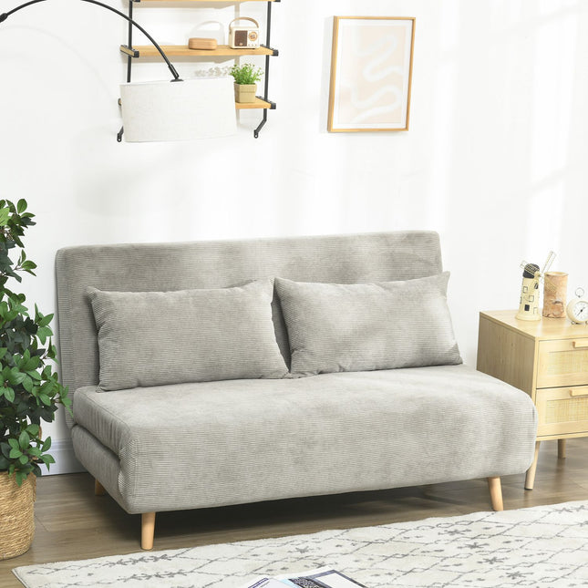 Graues Samt-Schlafsofa mit verstellbarer Rückenlehne, 141cm