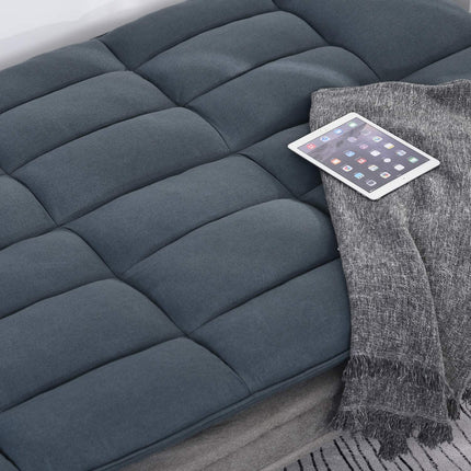 Folding sofa bed - 3-seater with chaise longue, grey/beige