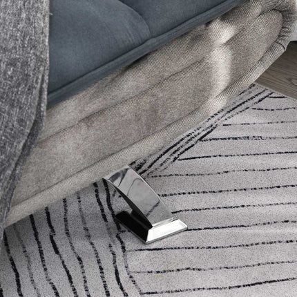 Folding sofa bed - 3-seater with chaise longue, grey/beige