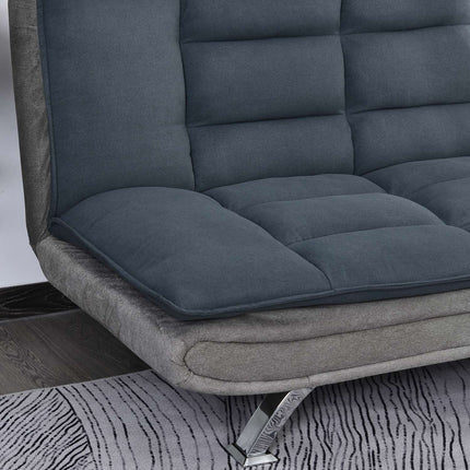 Folding sofa bed - 3-seater with chaise longue, grey/beige