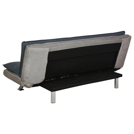 Folding sofa bed - 3-seater with chaise longue, grey/beige