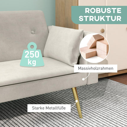 Béžová rozkládací pohovka, 2místná s nastavitelným opěradlem a kapsou