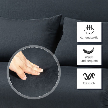 Schwarzes 2-Sitzer Schlafsofa, verstellbare Rückenlehne, Samtbezug
