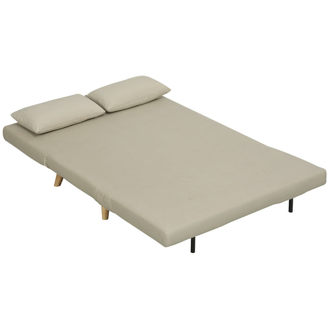 Beiges Samt Schlafsofa mit Lendenkissen - 130 x 78 cm