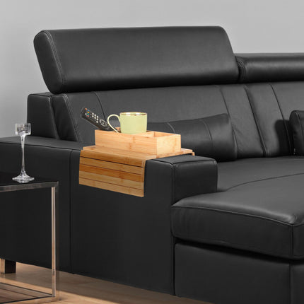 Sofatablett aus Bambus mit 3 Fächern
