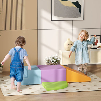 Lot de 4 blocs de construction souples en mousse, blocs de construction géants, jouets de construction pour enfants de 1 à 3 ans, similicuir et EPE