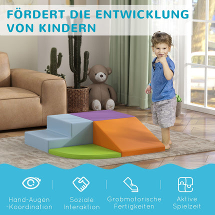 Lot de 4 blocs de construction souples en mousse, blocs de construction géants, jouets de construction pour enfants de 1 à 3 ans, similicuir et EPE