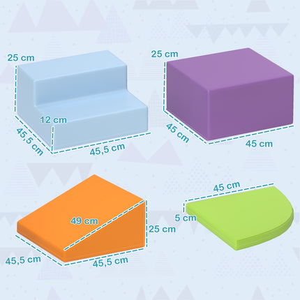 Lot de 4 blocs de construction souples en mousse, blocs de construction géants, jouets de construction pour enfants de 1 à 3 ans, similicuir et EPE