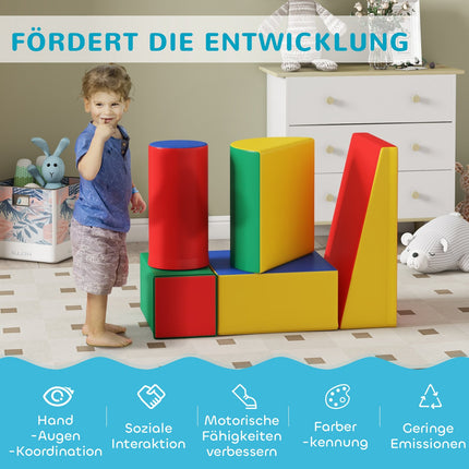 Ensemble de 5 blocs de construction souples en mousse, blocs de construction géants, jouets de construction, blocs de mousse pour enfants de 1 à 3 ans, similicuir EPE