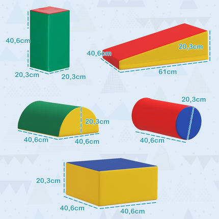 Ensemble de 5 blocs de construction souples en mousse, blocs de construction géants, jouets de construction, blocs de mousse pour enfants de 1 à 3 ans, similicuir EPE