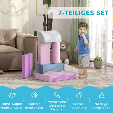 Building blocks in soft artificial leather foam for toddlers, 7-piece set