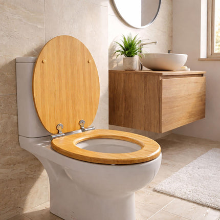 Toilettensitz aus MDF mit Absenkautomatik, verstellbare Scharniere