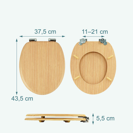 Toilettensitz aus MDF mit Absenkautomatik, verstellbare Scharniere