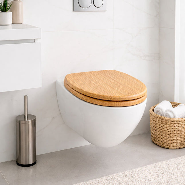Toilettensitz aus MDF mit Absenkautomatik, verstellbare Scharniere