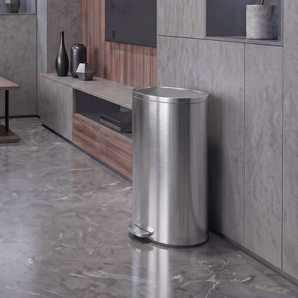 Soft-Close Pedal Bin 30 L with Removable Inner Bucket, Silver, Stay-Open Lid