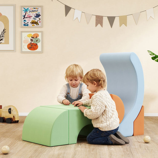 Soft-Play-Baustein-Set für Kleinkinder, Schaumstoff, Cord, 5-teilig