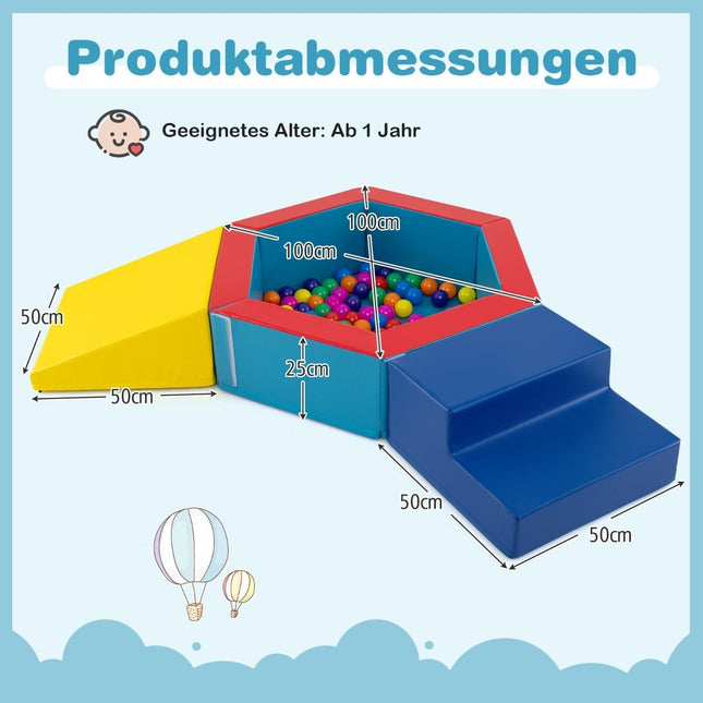 Softplay-Set mit Bällebad & 100 Bällen – Schaumstoffblöcke