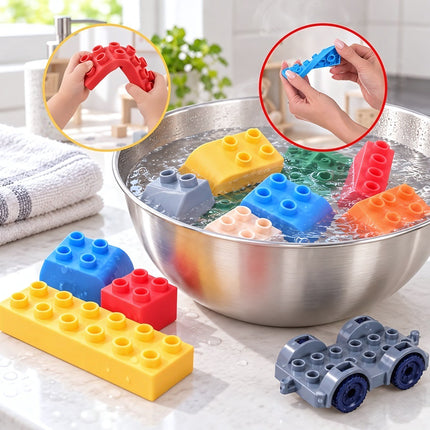 Soft Rubber Sensory Building Blocks for Children, 120 Pieces, TPE, Multicolour