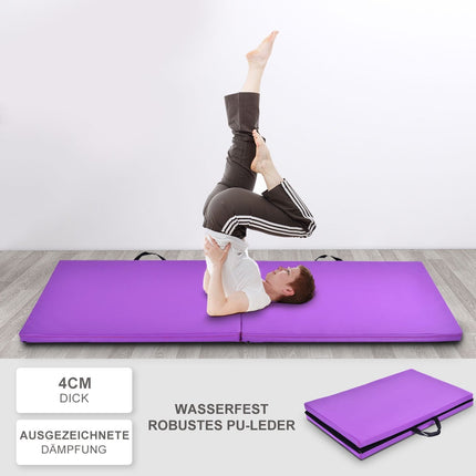 Zachte vloermat gymnastiekmat yogamat opvouwbare mat gymnastiekmat 180x60x4cm - paars