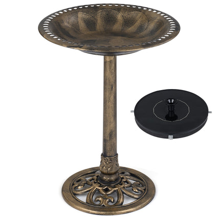 Solar-Vogeltränke mit Brunnen, 50 x 50 x 72 cm, Bronze