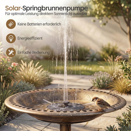 Solar-Vogeltränke mit Brunnen, 50 x 50 x 72 cm, Bronze