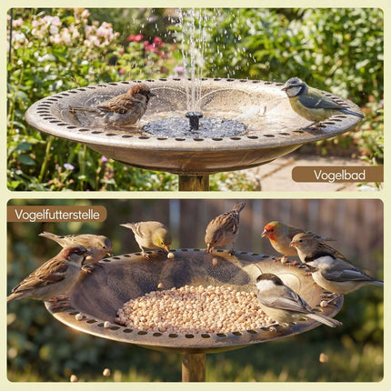 Solar-Vogeltränke mit Brunnen, 50 x 50 x 72 cm, Bronze