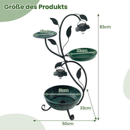 Solar Bird Bath with Light, Feeder & Planter, Bronze