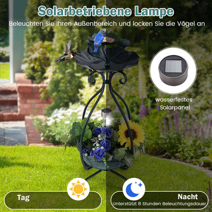 Solar Vogeltränke mit Licht, Futterstation, Pflanzgefäß – Grün