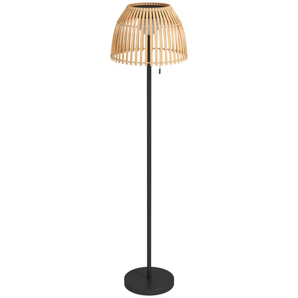 Solar-LED-Stehleuchte – Bambus, dimmbar, USB-aufladbar