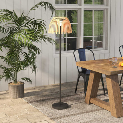 Solar-LED-Stehleuchte – Bambus, dimmbar, USB-aufladbar